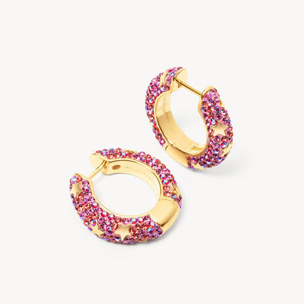 Wildflower Star Studded Medium Sparkle Hoop Earrings
