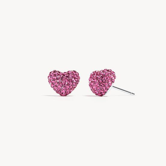 Sparkle Heart Stud Earrings Rose