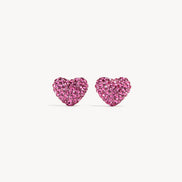 Sparkle Heart Stud Earrings Rose