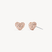 Sparkle Heart Stud Earrings Rose Gold