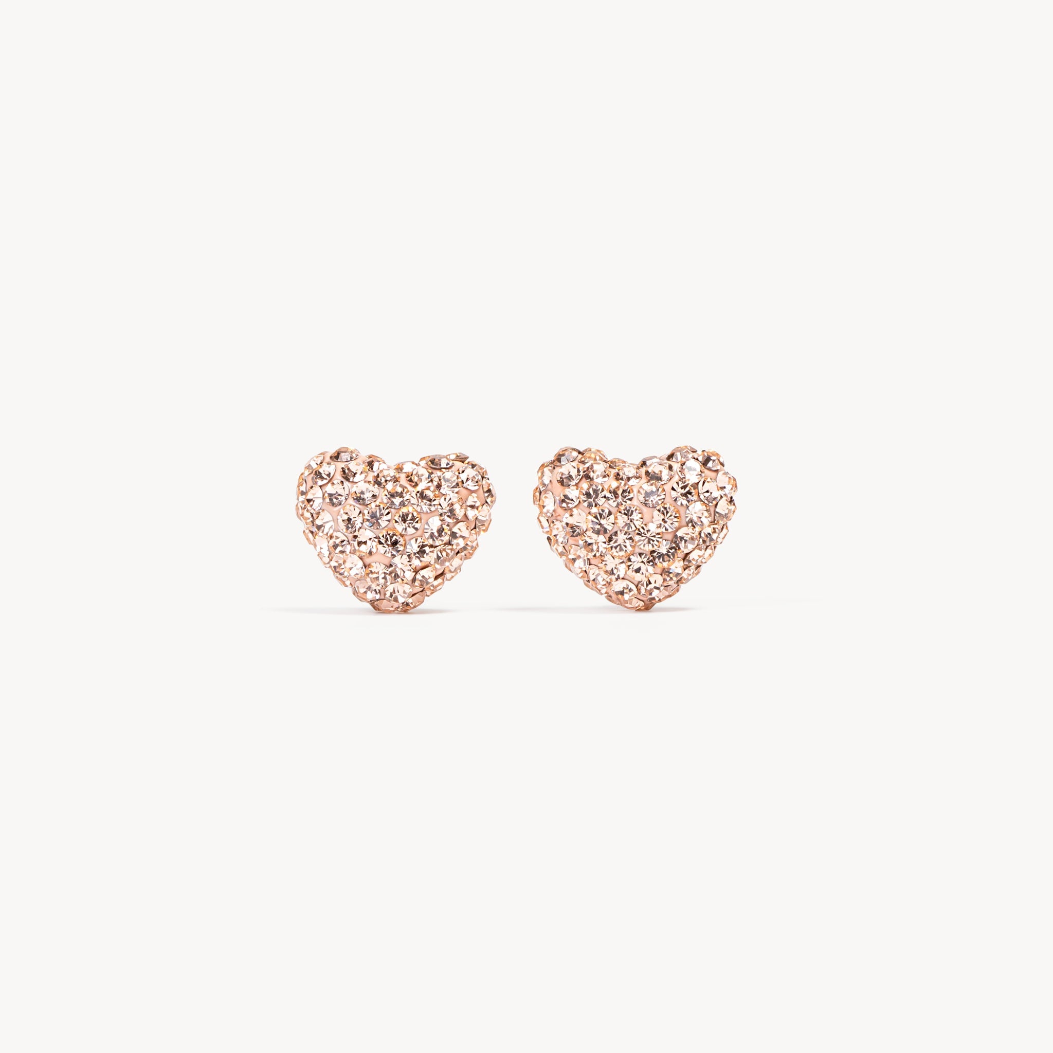 Sparkle Heart Stud Earrings Rose Gold