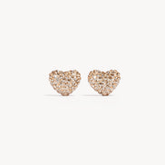 Sparkle Heart Stud Earrings Soft Gold