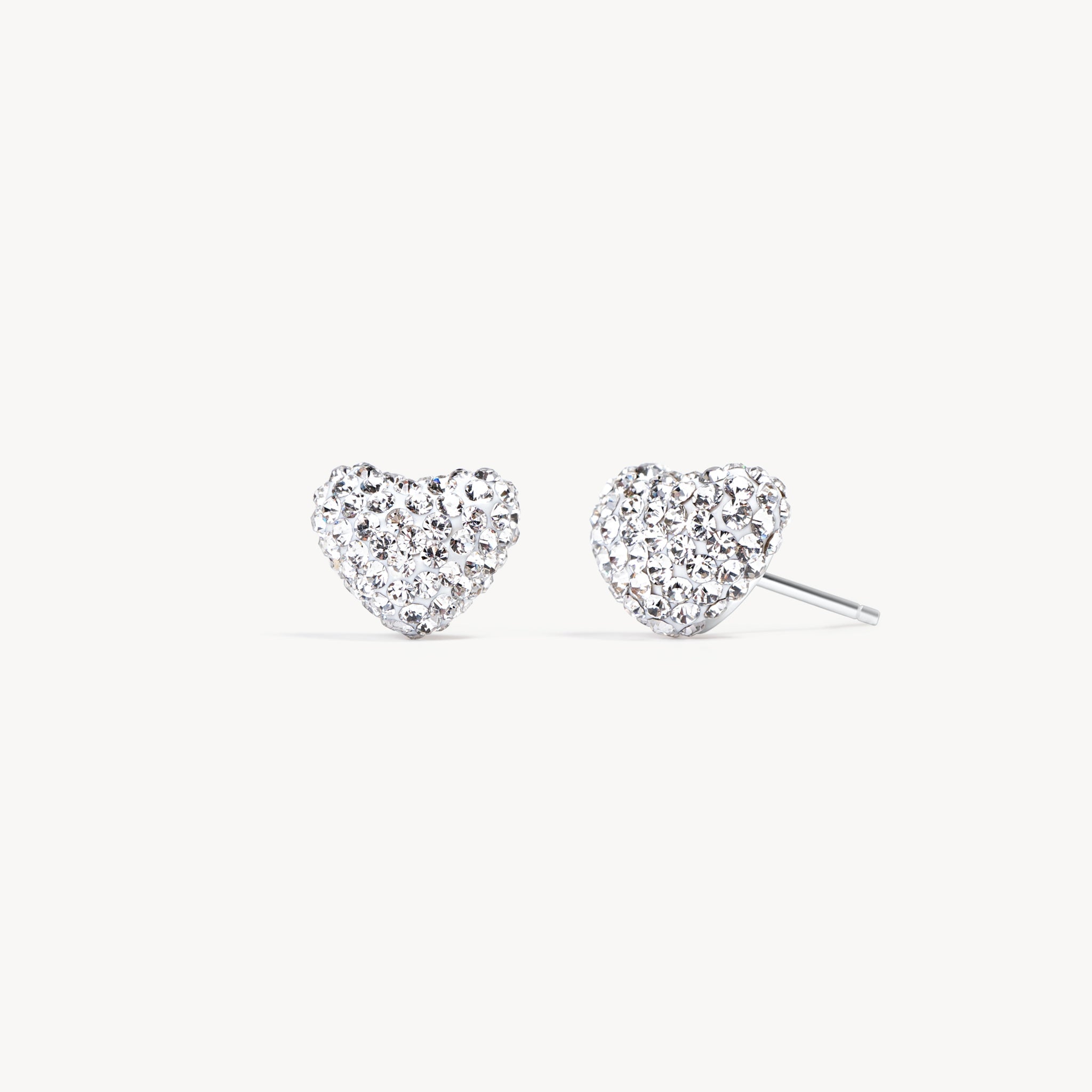 Sparkle Heart Stud Earrings White