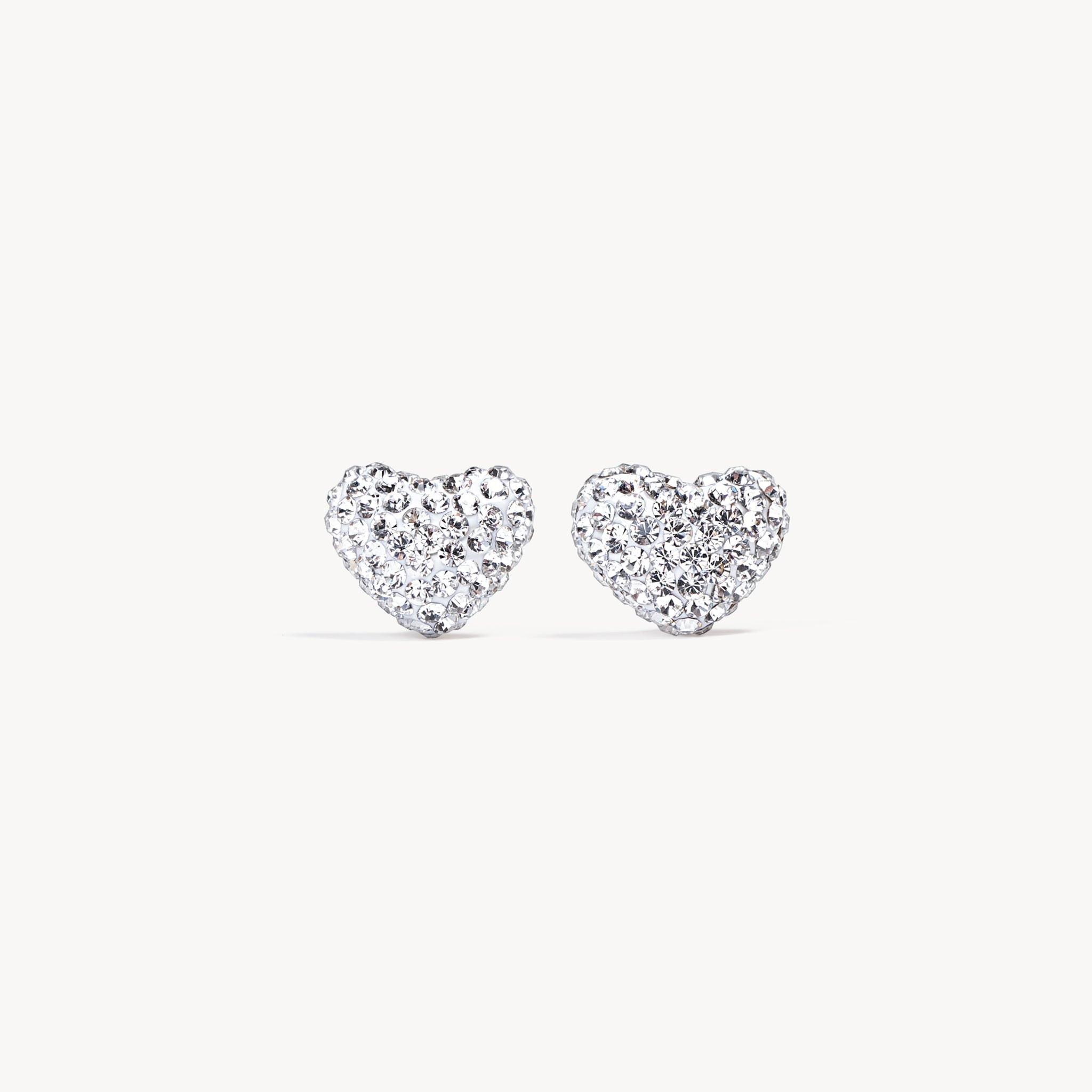 Sparkle Heart Stud Earrings White