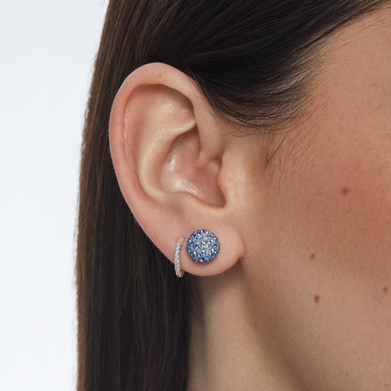 Medium Denim Sparkle Ball™ Stud Earrings on model