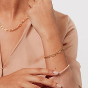 Emily Paper Clip Chain Bracelet Gold on model