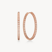 Pavé Hoop Earrings - Medium Rose Gold