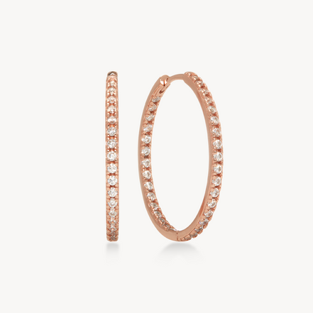 Pavé Hoop Earrings - Medium Rose Gold