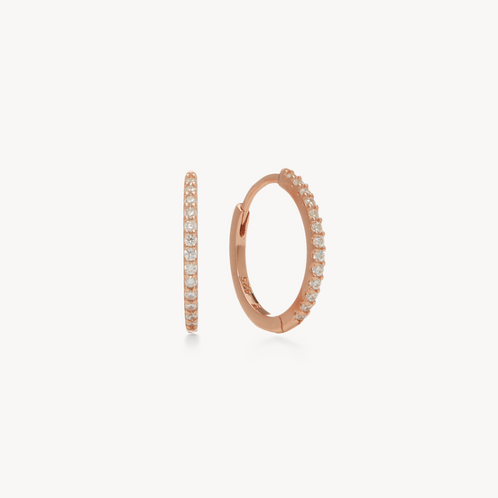 Pavé Hoop Earrings - Small Rose Gold