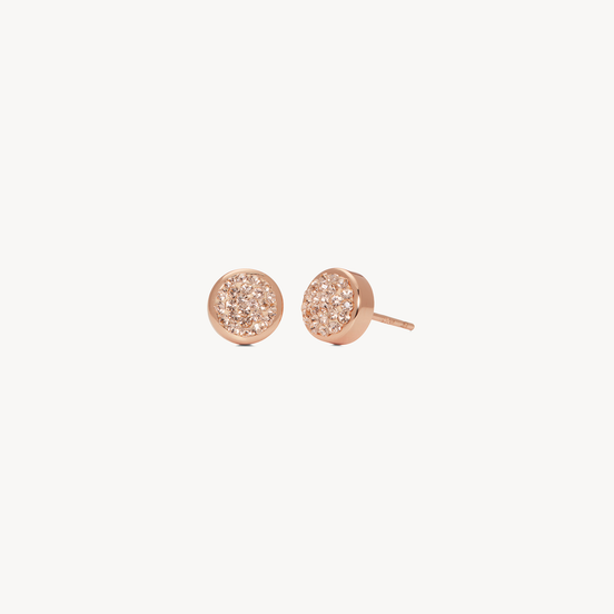 Sparkle Bezel Stud Earrings Rose Gold