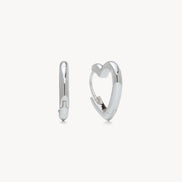 Heart Huggie Hoop Earrings Silver