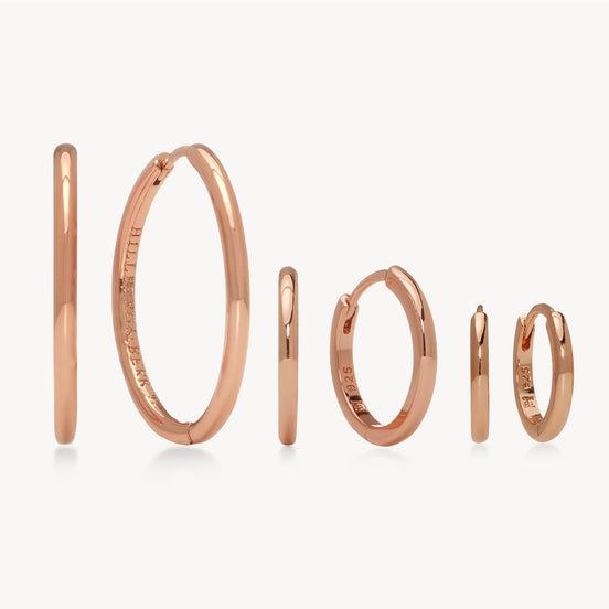 Rose Gold Hoop Earring Trio