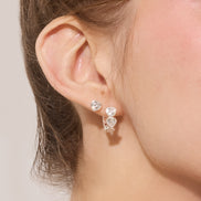 Adore Bezel Hoop Earrings Silver on model