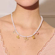 Alice-Inspired Charm Necklace on model