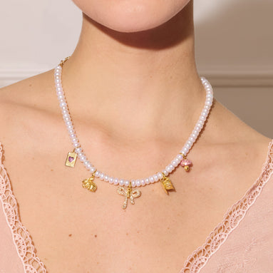 Alice-Inspired Charm Necklace on model