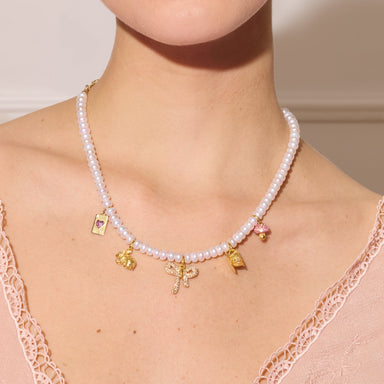 Alice-Inspired Charm Necklace on model