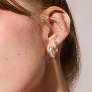 Lilac Always On Sparkle Hoop Earrings on model