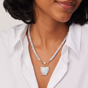 Rainbow Moonstone Heart Charm on model