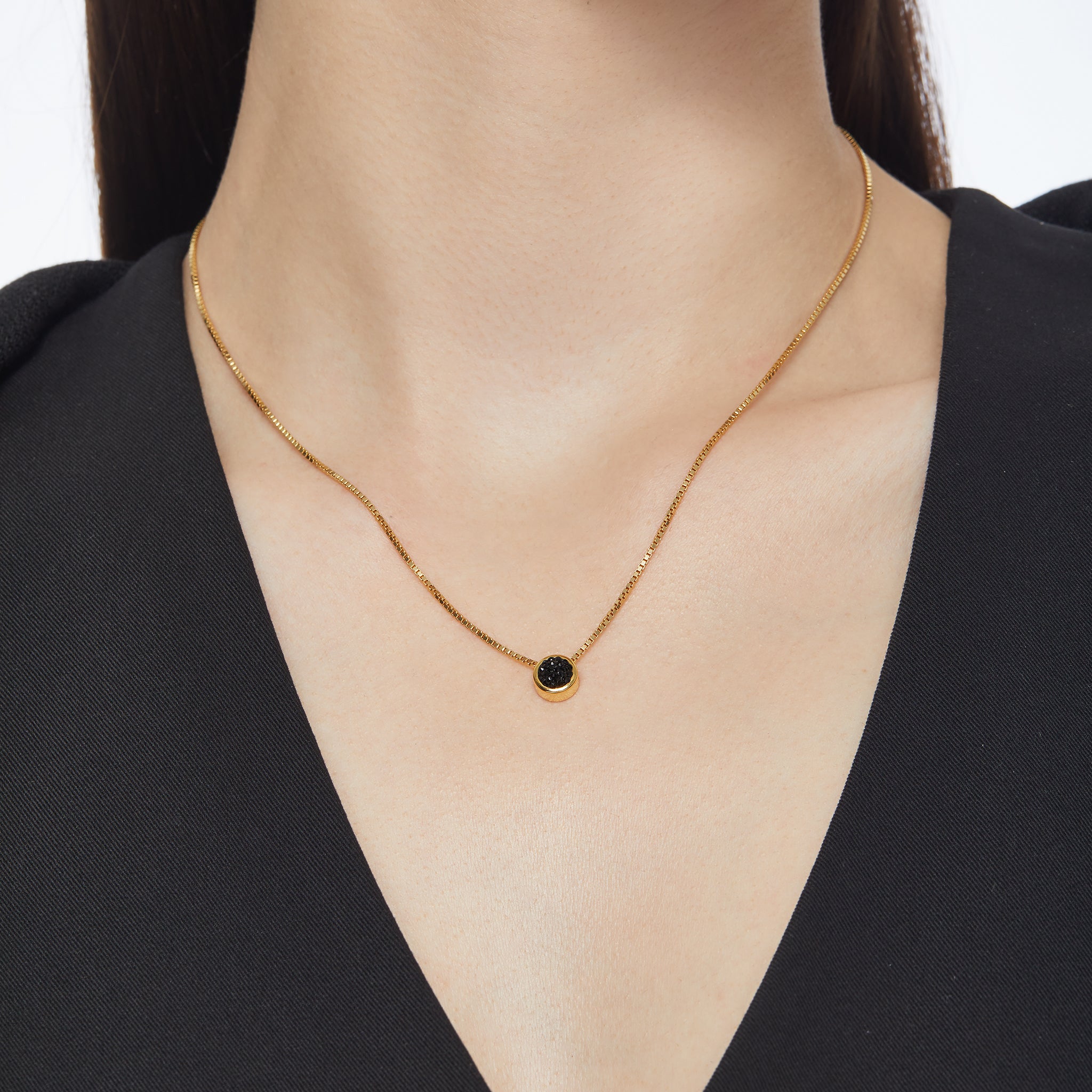 Black Sparkle Bezel Charm on model