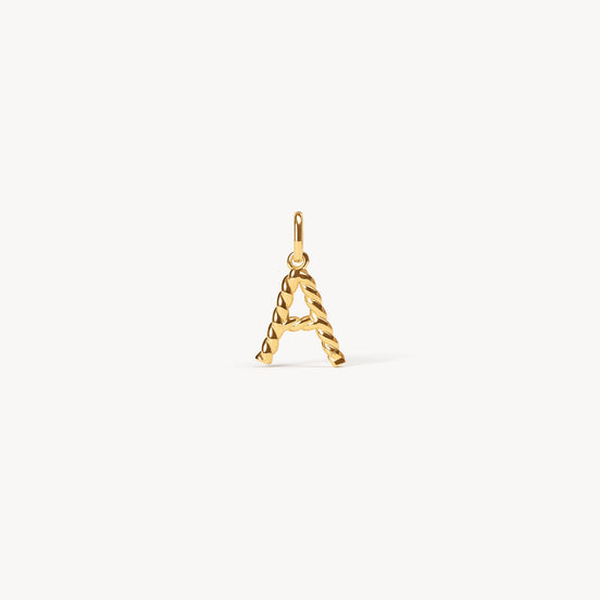Gold Braided Letter Charm A