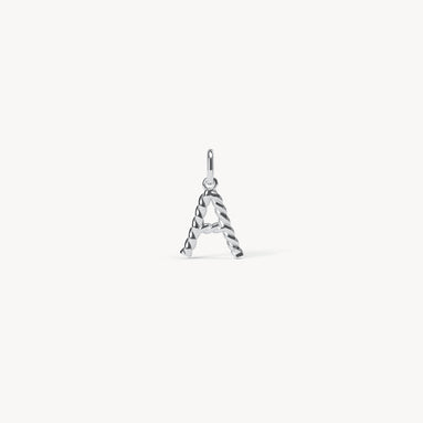 Silver Braided Letter Charm A