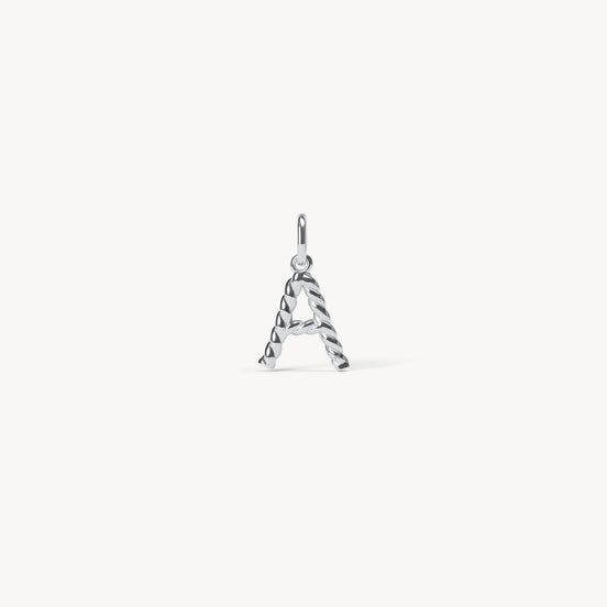 Silver Braided Letter Charm A