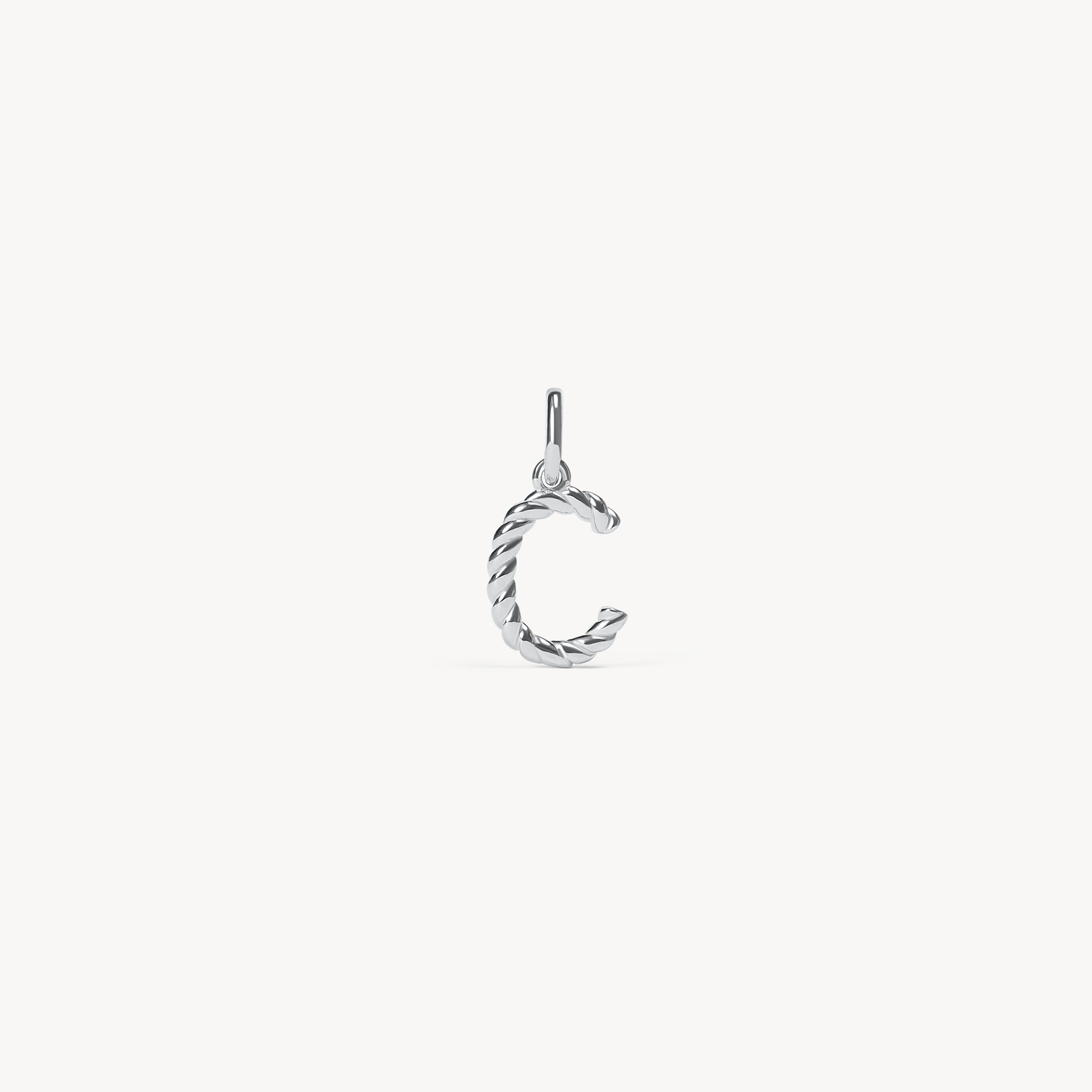 Silver Braided Letter Charm C