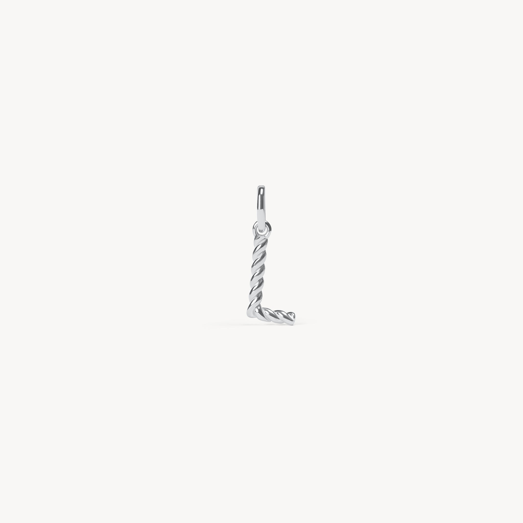 Silver Braided Letter Charm L