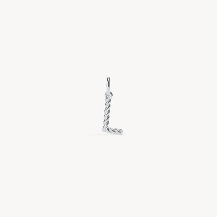 Silver Braided Letter Charm L