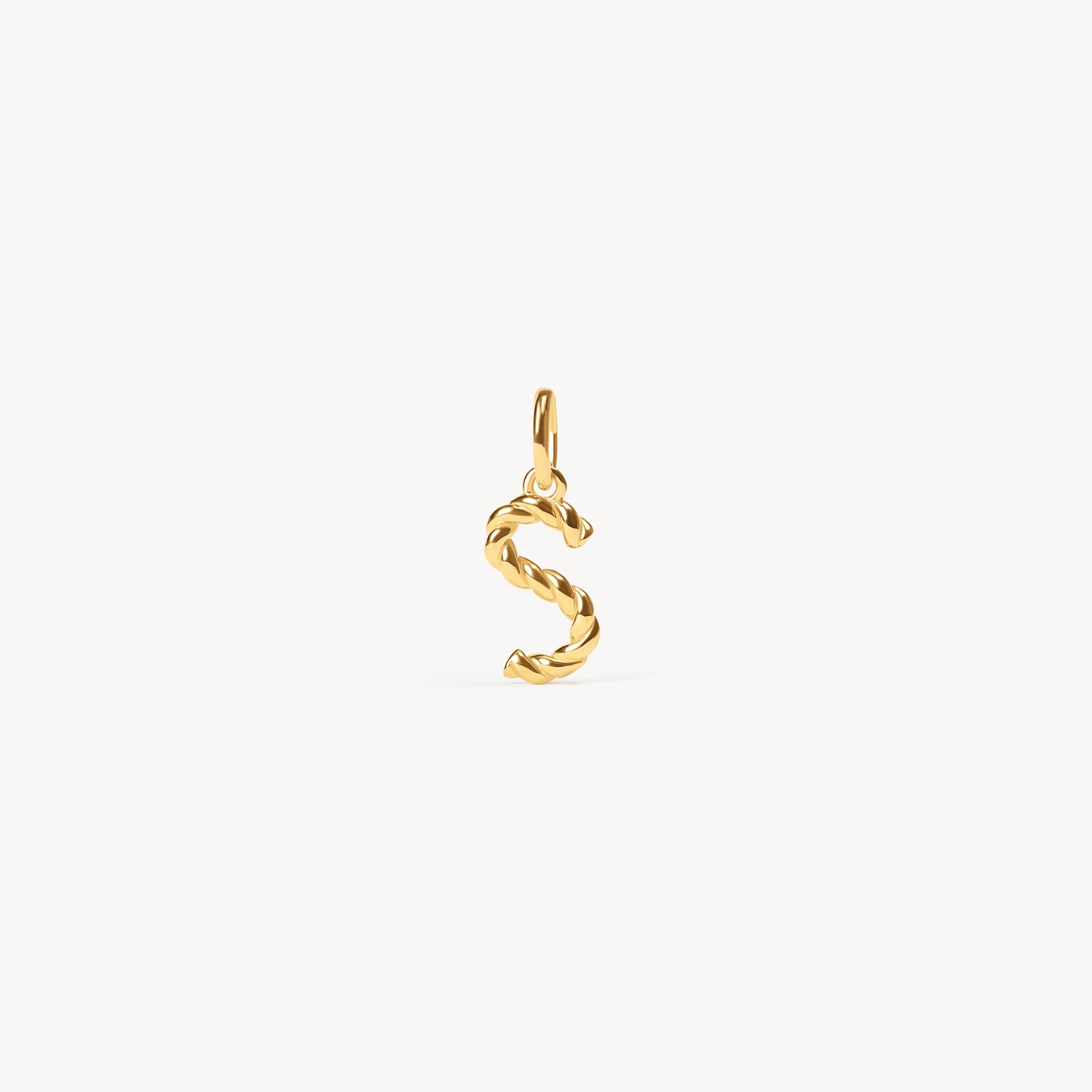 Gold Braided Letter Charm S