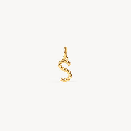 Gold Braided Letter Charm S