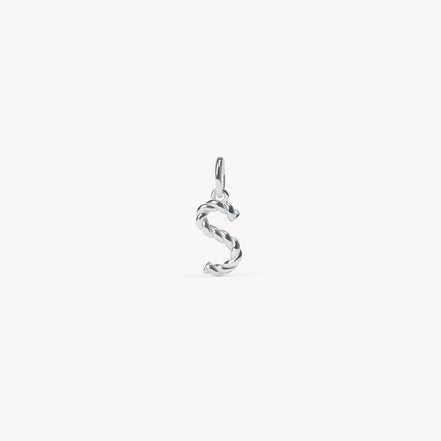 Silver Braided Letter Charm S