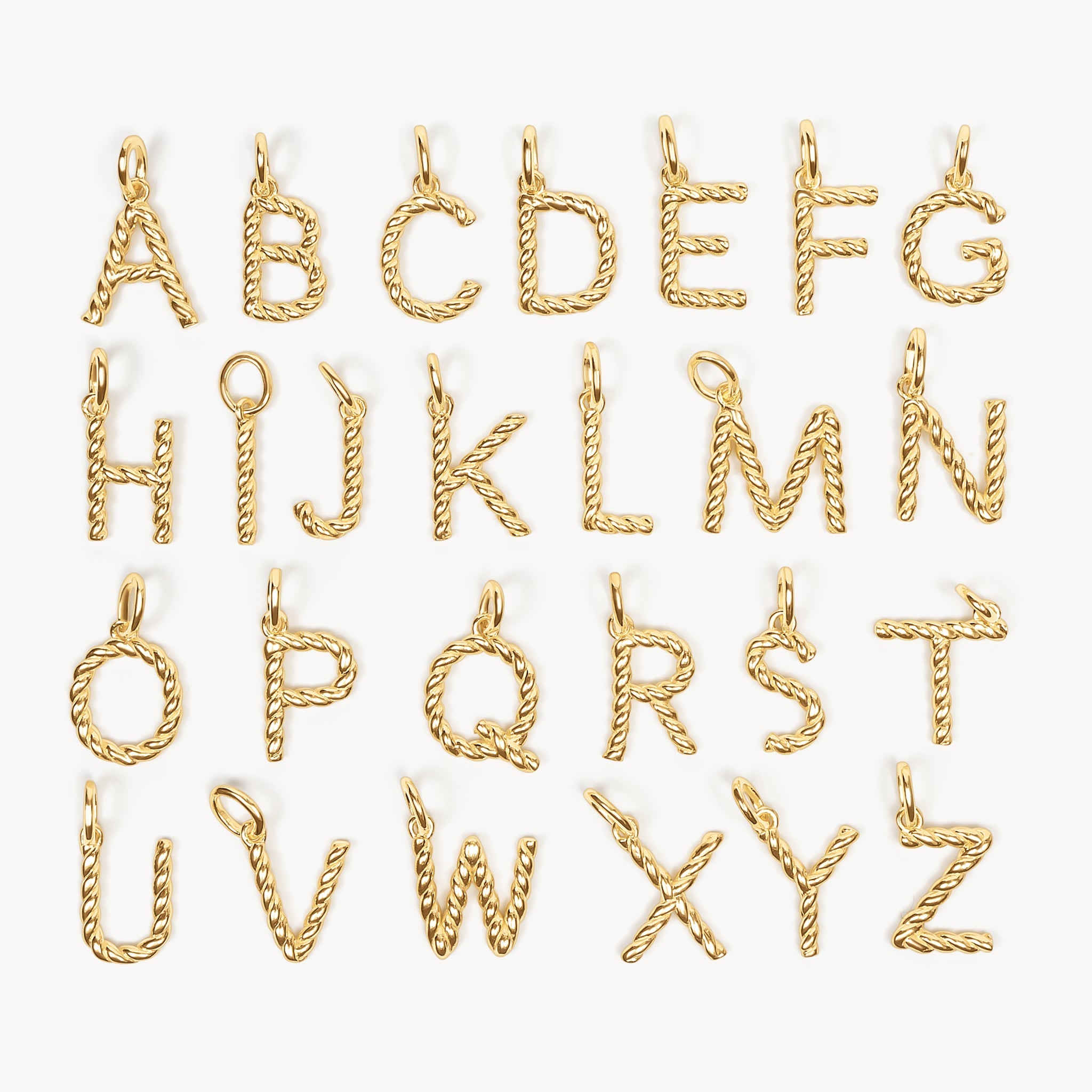 Gold Braided Letter Charm