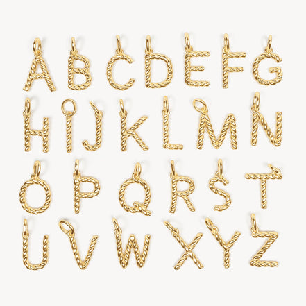 Gold Braided Letter Charm