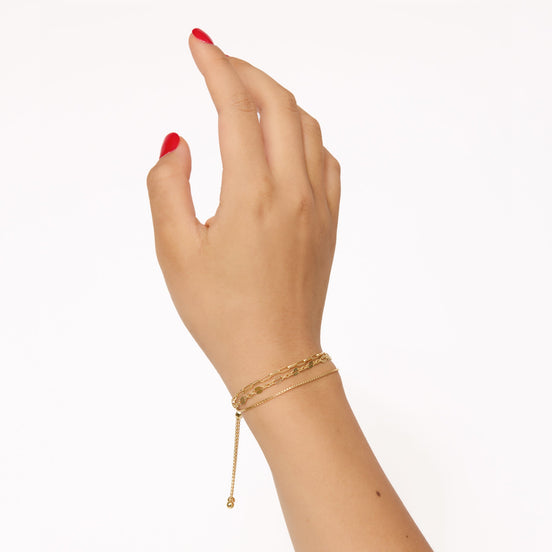 Chain Trio Strand Bracelet Gold on model