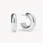 Silver Chunky Statement Hoop Earrings