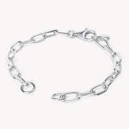 Silver Clip Chain Charm Bracelet Base