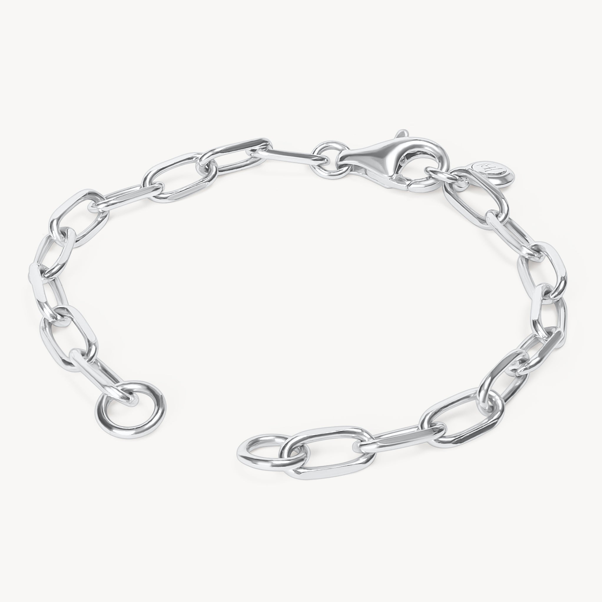 Silver Clip Chain Charm Bracelet Base
