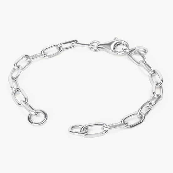 Silver Clip Chain Charm Bracelet Base
