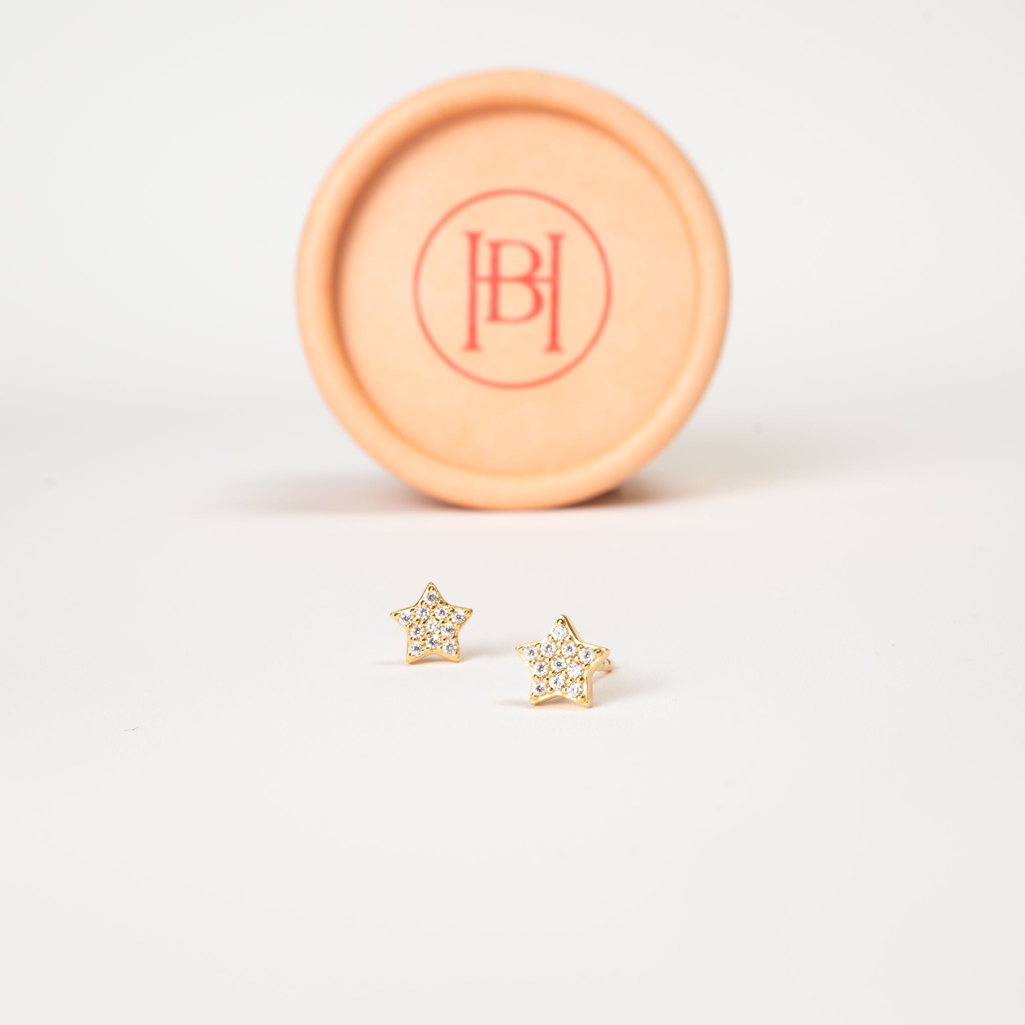 Mini Pavé Star Stud Earrings with paper tube