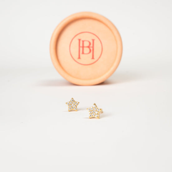 Mini Pavé Star Stud Earrings with paper tube