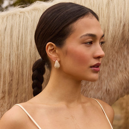 Dream Puff™ Sparkle Stud Earrings on model