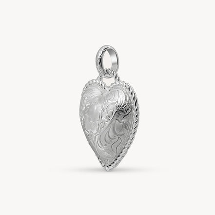 Etched Floral Heart Charm
