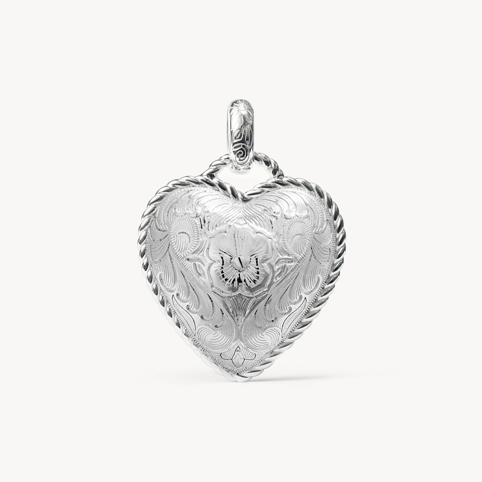 Etched Floral Heart Charm