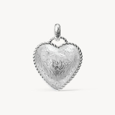 Etched Floral Heart Charm