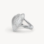 Etched Floral Heart Ring