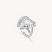 Etched Floral Heart Ring
