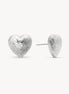 Etched Floral Heart Stud Earrings