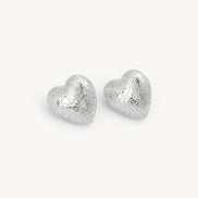 Etched Floral Heart Stud Earrings