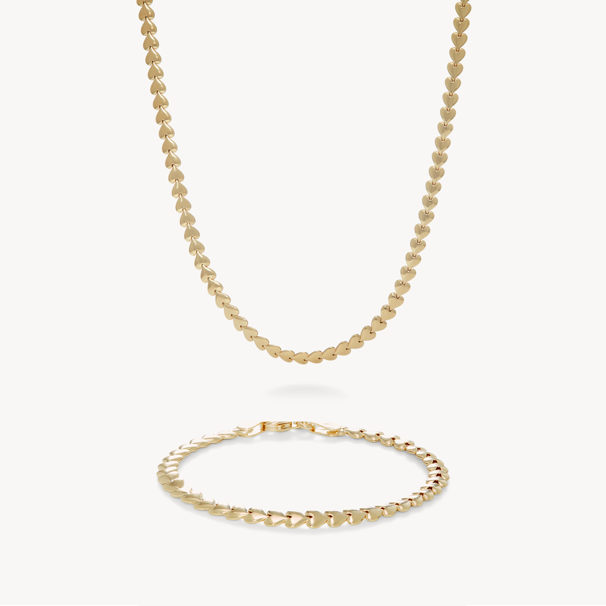Gold Heart Chain Set